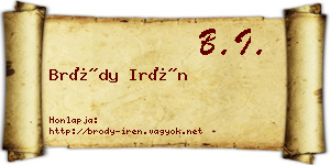 Bródy Irén névjegykártya